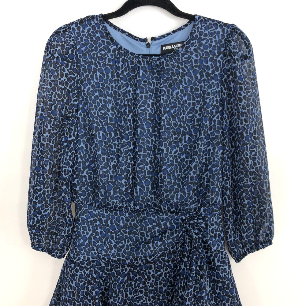Karl Lagerfeld MINT Size 2 Women's Tiered Layered Ruffle Full Length Dress Blue